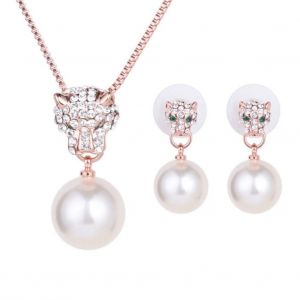 Mode Femmes Fille Collier Oreille Stud Boucle D'oreille Avec Strass Décoration Ensemble De Bijoux - Neuf