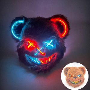Masque D'ours En Fourrure Avec Oreilles Pour Halloween Cosplay Costume,Animal Effrayant,Esthétique,Lumineux,Led-B238591258 - Neuf