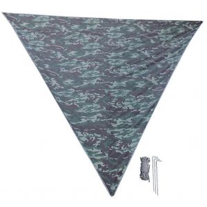 Super Grand Écran Solaire Camping Auvent Portable Coupe-Vent Triangle Canopée Tapis De Sol Extérieur (Jungle Camouflage 3 * 3 * 3m) - Neuf