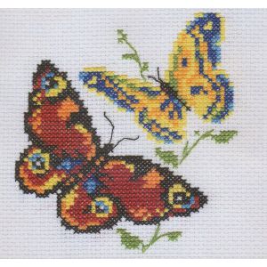 Kit Point De Croix Compt&eacute; "Papillons Magnifiques" 10x11 Cm - Neuf