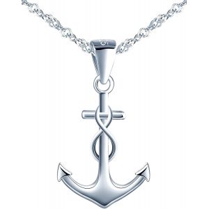 Eryi-Collier Bracelet Et Boucles D'oreilles Femme Fille, Ensembles De Bijoux Femme En Argent 925, Pendentif Bracelet Clou D'oreille Ancre, Avec Le Symbole De L'infini Mignon, Argent - Neuf