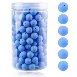 105pcs Baby Silicone Perle Lâche 15mm Pour Bijoux Perles Perles Rondes,D - Neuf
