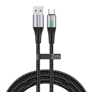 Tianyi-C&acirc;ble De Charge Usb C 60 W 2 M 3 A Type C Charge Rapide Tress&eacute; Usb A Vers Usb-C Indicateur De Lumi&egrave;re Led C&acirc;ble De Charge De T&eacute;l&eacute;phone Pour Ipad 2024, Iphone 16/15 Pro, S25 S24 Ultra, Pixel 9 - Neuf