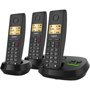 Pure 220A Trio - 3 T&eacute;l&eacute;phones Dect Sans Fil Avec R&eacute;pondeur - Blocage D`Appel Et Fonction Mains Libres - R&eacute;pertoire 80 Contacts, Noir Anthracite [Compatibilit&eacute; Avec De, It, Fr, Nl, Che, Aut] - Neuf
