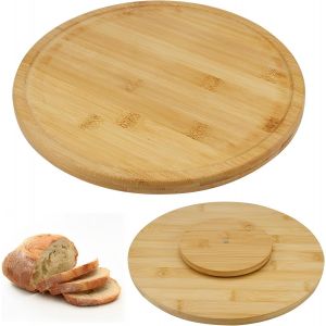 Mevronisshop-Plateau De Service Rotatif En Bambou, Plateau Tournant Bambou Plateau Tournant En Bois Naturel Assiette De Service Tournante 360&deg; Assiette Tournante Pour Fromage Saucisse Pizza(Diam&egrave;tre - Neuf