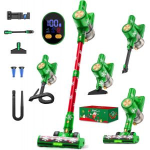 Aspirateur Balai Sans Fil 48Kpa/500W/55Min, Aspirateur Sans Fil Avec Recharge Murale, Conception Autonome, Affichage Led, Brosse Anti-Enchev&ecirc;trement, Pour Les Poils D'Animaux/Tapis/Sols Durs, No&euml;l - Neuf