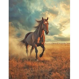 Oayew-40x50cm Peinture Diamant Cheval Ensemble 5d Vaste Prairie Chevaux Courses Activit&eacute;s De Loisirs Pour Hommes Et Femmes Artisanat Ciel Sud Nuages U200bU200bblancs Coucher De Soleil Paysage - Neuf