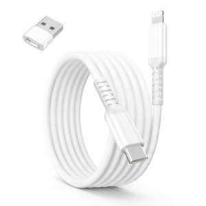 C&acirc;ble Chargeur USB C vers Lightning 1M avec Adaptateur USB A,Cordon Alimentation Type C PD Charge Rapide pour iPhone 11 12 13 14 Mini Pro Max SE 2020 iPad 8 9 AirPods 1 2 3 - Neuf