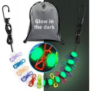 KALANKA-Corde &agrave; Linge R&eacute;tractable de Voyage - Corde &agrave; Linge Portable Phosphorescente - 7,5 Pieds/2,2 m pour Le Camping, l'Ext&eacute;rieur, la Chambre d'H&ocirc;tel ou la Croisi&egrave;re - Neuf