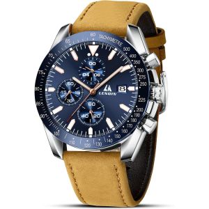 Montre Homme Montres Chronographes Pour Hommes Montre Quartz Analogique Etanche Lumineuse Montres Poignets Pour Hommes Montre Bracelet En Cuir Cadeau Pour Hommes.[J550] - Neuf