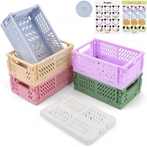 Jexnovashop-6 Pi&egrave;ces Cagette Plastique Pliable,Bo&icirc;te De Rangement Pliable, Rangement Pliables En Plastique Pour Ranger De Petits Objets, Cuisine, Chambre &Agrave; Coucher - Neuf