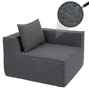 &Eacute;l&eacute;ment d'angle/accessoire pour canap&eacute; HWC-O54, fauteuil lounge Fauteuil rembourr&eacute; Accoudoir, tissu/textile (300 g/m&sup2;) 63 x 97 x 97 cmgris fonc&eacute; - Neuf
