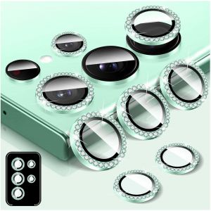 Protecteur D'objectif D'appareil Photo Diamant pour Samsung Galaxy S22 Ultra, Protecteur de Couvercle de Cam&iquest;&iquest;ra en Verre Tremp&iquest;&iquest;, Anneau M&iquest;&iquest;tallique en Aluminium Individuel Bling - Neuf