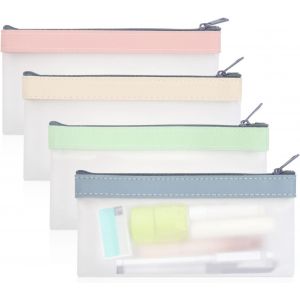 4pcs Trousse &iquest;&iquest; Crayons Transparente, Trousse &iquest;&iquest; Crayons en TPU Super Doux avec Fermeture &iquest;&iquest; glissi&iquest;&iquest;re, Sac de Rangement &iquest;&iquest;tanche pour Papeterie Trousse de Maquillage Transparente - Neuf