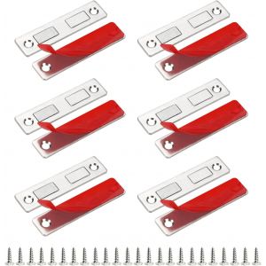 Chenquansarl-6 Paires Capture Magnétique Ultra Mince, Pr De Porte Magnétique Universelle, Double Aimants Loquet Set, Cabinet Magnétique Attrape Auto-Adhésif, Invisible Slim Placard Pour Armoire Meubl - Neuf