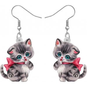 Kal-Boucles D'oreilles Pendantes En Acrylique Chat Animaux De Compagnie Mignon Pour Femmes Filles Bijoux Anime Kitten Cadeaux Pour Les Amoureux Des Chats - Neuf