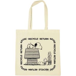 KALANKA-® Peanuts I Snoopy & Woodstock I Reuse, Recycle, Return I Sac en coton I imprimé I avec longues poignées I naturel I Design sous licence - Neuf