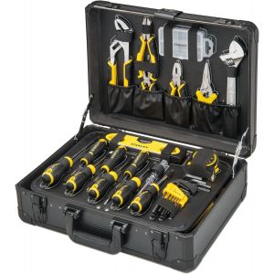 Valise De Maintenance 142 Pièces - Pinces Et Coupe-Touts,Clé À Molette,Niveau,Mesure,Tournevis,Scie À Métaux,Cutter,Marteau,Outils Pour Serrage-Vissage Stmt98109-1 - Neuf