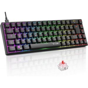 Keyz Titanium Clavier Gaming 65% AZERTY, USB Clavier Mecanique Switch Rouge RGB 100% Personnalisable, Anti-Ghosting, Macros programmables pour PC, PS4, PS5, Xbox New (Noir) - Neuf