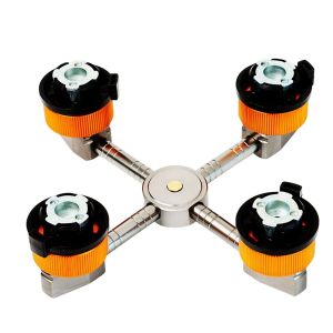 Adaptateur De R&eacute;chaud De Camping En Plein Air 1 &Agrave; 4 Sorties, Outil De R&eacute;servoir De Gaz, 4 T&ecirc;tes De Conversion, Connecteur De Convertisseur De Four De Camping - Neuf