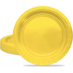 Eryi-16 Pièces Jaune Assiette Pour Fête Anniversaire,9 Pouces/23cm Jaune Papier Assiette Dessert Plateau Vaisselle Pour Décoration Anniversaire Homme Femme - Neuf