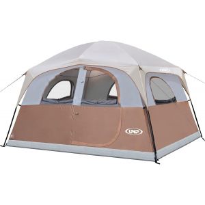Letnerny-Tentes Pour 6 Personnes, Imperméable, Coupe-Vent, Installation Facile, Tente De Camping Familiale Double Couche Avec 1 Porte En Maille Et 5 Grandes Fenêtres En Maille - 3 X 2,9 X 2,9 M (H) - Neuf