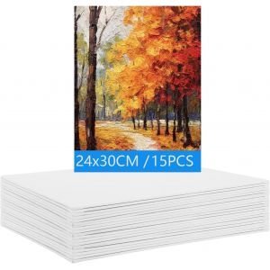 Meimie-Lot De 15 Toiles À Pein E-24 X 30 Cm-Toile Avec Châssis-Pour Peinture Acrylique,Peinture À L'huile-Pâte De Structure-Pour Débutant,Étudiante,Artiste - Neuf