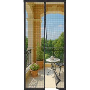 Wag-Moustiquaire Porte Fenêtre 90X200 Cm - Fermeture Automatique, Magnétique Porte Anti Mouches, Maille Fine Lavable En Fibre De Verre, Bande Adhésive 3,8 Cm, Noir - Neuf
