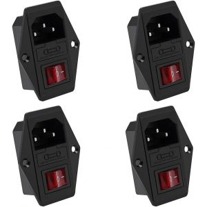 4 Pi&egrave;ces 220-250V / 10A IEC320 C14 Connecteur Encastrable, Prise Audio IEC Prise Encastr&eacute;e pour Imprimante 3D, avec Interrupteur, Fusible et Lampe - Neuf