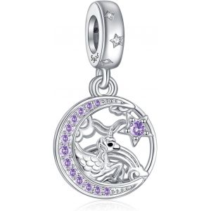 Trahoo-Pendentif Série Animal En Argent Sterling 925 Shine 5a Zircon Charme Éléphant, Chiot, Chaton, Dauphin, Licorne Femme Bracelet Collier Pendentif - Neuf