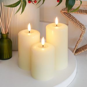 &iquest; Signature Bougie LED &agrave; piles scintillantes Ivoire 100 % cire v&eacute;ritable ultra r&eacute;aliste sans flamme Design coul&eacute; &agrave; la main Minuteur de 6 heures pour une utilisation en int&eacute;rieur s&ucirc;re - Neuf