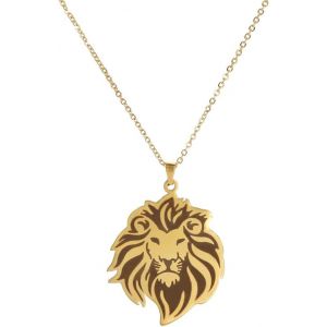 Kal-Collier Pendentif Lion Chaîne En Acier Inoxydable Bijoux Classiques Du Roi Des Animaux Pour Femmes Hommes Filles Garçons Cadeaux - Neuf