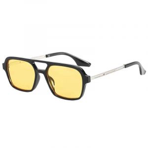 Lunettes de soleil carrées à petite monture pour femmes,verres de soleil de luxe de styliste,Vintage,creux,léopard,bleu - Noir Jaune - Neuf