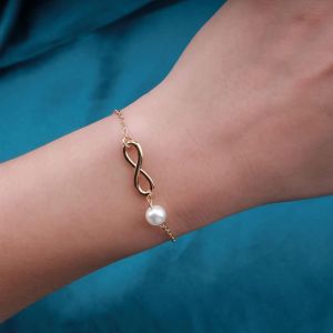 Kal-Unique Petit Bracelets De L'amitié Infinie En Perles Chaîne De La Main En Or Harnais De La Main Perle Délicate Link Infinite Friendship 8 Slave Bracelets Bijoux Pour Femmes Filles - Neuf