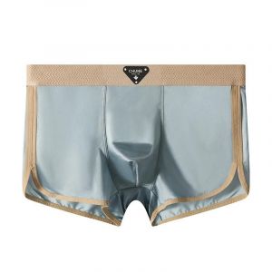 3 Pi&egrave;ces/Paquet De Luxe Satin-Like Glace Soie Hommes Culottes Hygroscopique Respirant Double Couche Soie Entrejambe Boxer Haute &Eacute;lastique Cale&ccedil;on.1pc Blue.L - Neuf