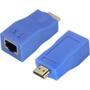 Câble D'Extension Hdmi Via Un Câble 6/6E,Convertisseur Hdmi Mâle Vers Rj45 Femelle 1080P Adaptateur Ethernet 4K,Convertisseur Cat5 Vers Hdmi,Postuler À Hdtv,Dvd,Ps4,Etc.(Bleu/2 Pièces) - Neuf