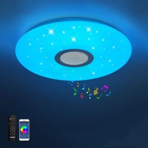 Subzonal-Plafonnier Led, Dimmable 24w Avec T&eacute;l&eacute;commande Et Application, Ciel &Eacute;toil&eacute;, Plafonnier Rond, Changement De Couleur, Bruit Blanc&iquest;Pour Chambres D'enfants, Chambres, Salons, Salles De Bains - Neuf