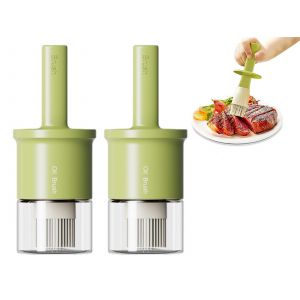 Flacon Distributeur D'huile En Verre Avec Pinceau &Agrave; Badigeonner En Silicone - Lot De 2 Pi&egrave;ces - Neuf