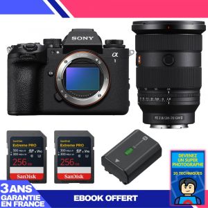 Boitier Sony alpha 1 II + FE 24-70mm f/2.8 GM II + 2 SanDisk 256GB Extreme PRO UHS-II SDXC + Sony NP-FZ100 + Ebook 'Devenez Un Super Photographe - Neuf