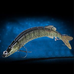 Leurres De Peche Au Brochet Multi-Articules A 8 Segments De 8 Pouces, Appats Swimbait, Materiel Avec Hamecon Triple - Neuf