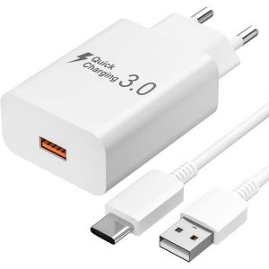 Thef-Chargeur Rapide Pour Oppo, Google, Motorola, Realme, Htc, Sony, Fast Charging Adaptateur Secture Usb For Oppo Avec Câble Type C 1,5m - Neuf