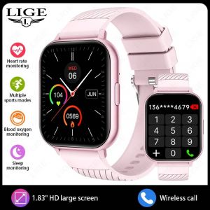 Lige Montre Intelligente Hommes Femmes Fr&eacute;quence Cardiaque Fitness Tracker Bluetooth Appel Smartwatch Homme Plusieurs Modes De Sport Montre De Surveillance Du Sommeil.Pink. - Neuf