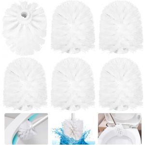 KAL-6 Pcs Tête Brosse Toilettes En Plastique Tête De Rechange Brosse Wc 7.5 * 6Cm Brosses De Toilette De Remplacement En Vrac Durable Tête De Brosse Wc Pour Salle De Bains, Hôtel, Maison(Blanc) - Neuf