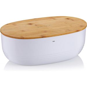 Letnerny-Bo&icirc;te &Agrave; Pain Blanche Avec Trous D'a&eacute;ration Dans Le Couvercle En Bambou 37,5x23x14cm, Bo&icirc;te &Agrave; Pain En Plastique, Namur, Bo&icirc;te De Conservation Du Pain - Neuf