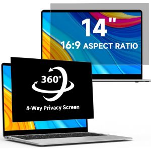 360° Filtre De Confidentialité 14 Pouces 16:9 - Protecteur D'Écran Anti-Espion Anti-Lumière Bleue, Filtre Ecran Confidentialité Portable Compatible Avec Hp/Dell/Acer/Lenovo/Thinkpad/Asus/Samsung - Neuf