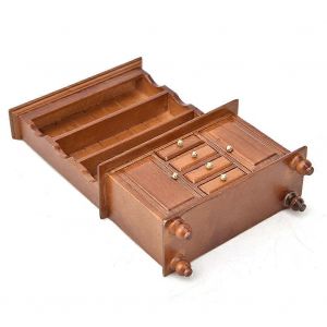 Mini armoire de biblioth&egrave;que en bois &agrave; trois couches avec 4 tiroirs Dollhouse Furniture Toy Model - Neuf