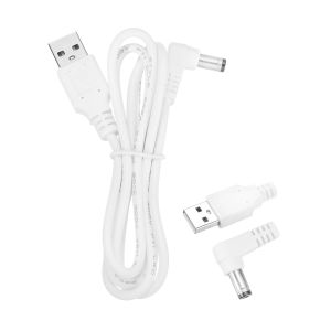 JGD-2 Pcs C&acirc;ble d'Alimentation USB Vers DC 2A 5V Cordon d'Alimentation DC 5.5mmx2.1mm Jack &agrave; Angle Droit Connecteur de Charge Adaptateur Pour Ventilateur Appareil Photo (3.3ft, Blanc) - Neuf