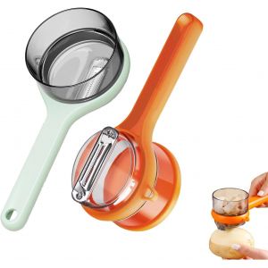 Lbgwp60-Lot De 2 Éplucheurs À Légumes Avec Récipient, Couteau À Éplucher Double Face En Acier Inoxydable Avec Boîte De Rangement, Éplucheur De Légumes Avec Seau Récupérateur Pour Fournitures De Fruit - Neuf
