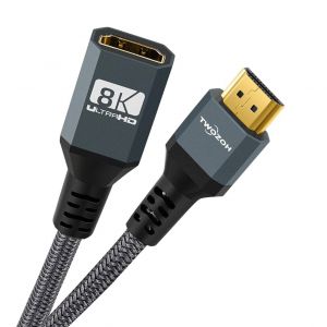KALANKA-Câble d'extension HDMI 8K 4K, Câble HDMI 2.1 Mâle vers Femelle, Rallonge Câble HDMI en nylon tressé compatible 8K@60Hz, 4K@120Hz, 48Gbps(1,5M) - Neuf