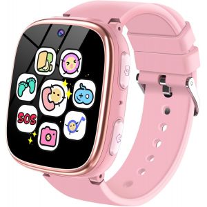 Montre Connectée Enfant - Montre Intelligente Pour Enfants Avec Appel Sos Jeux Pédomètre Caméras Musique Torche Reveil (Rose) - Neuf
